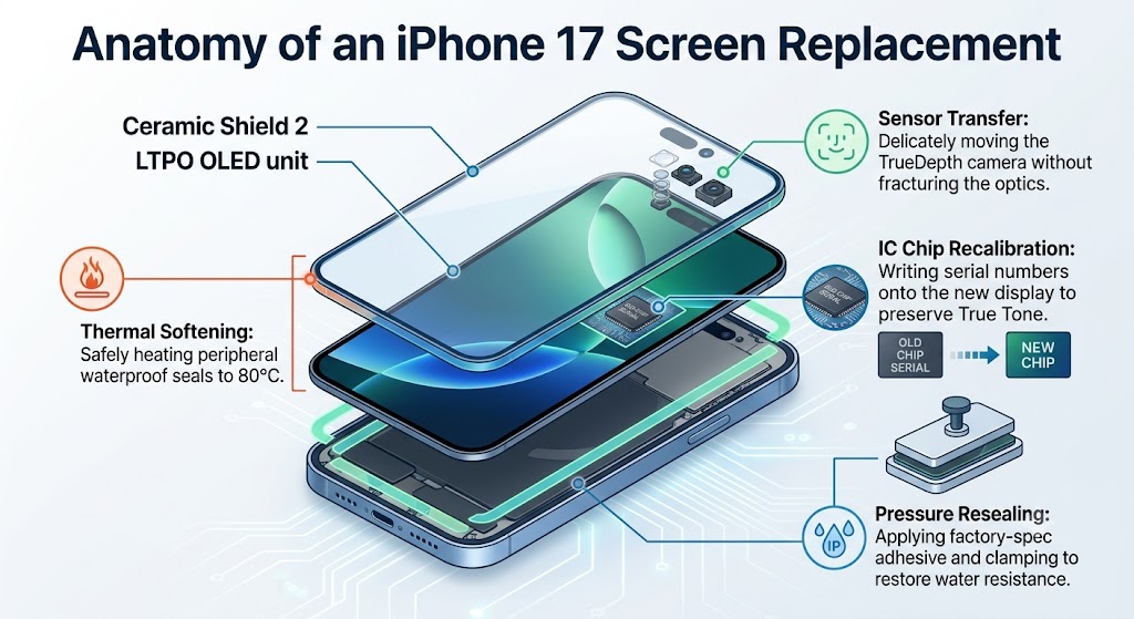 anatomy iphone 17 screen replacements